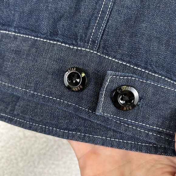 G-Star RAW Scutar Slim Jacket Mens Small Blue Denim Sustainable Workwear Button - Picture 11 of 16